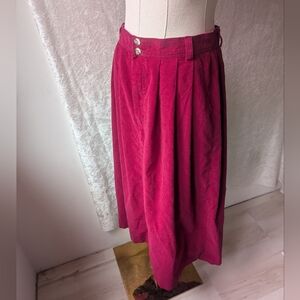 LL Bean Vintage Corduroy Fuchsia Pleated Maxi Skirt With Pockets 14
